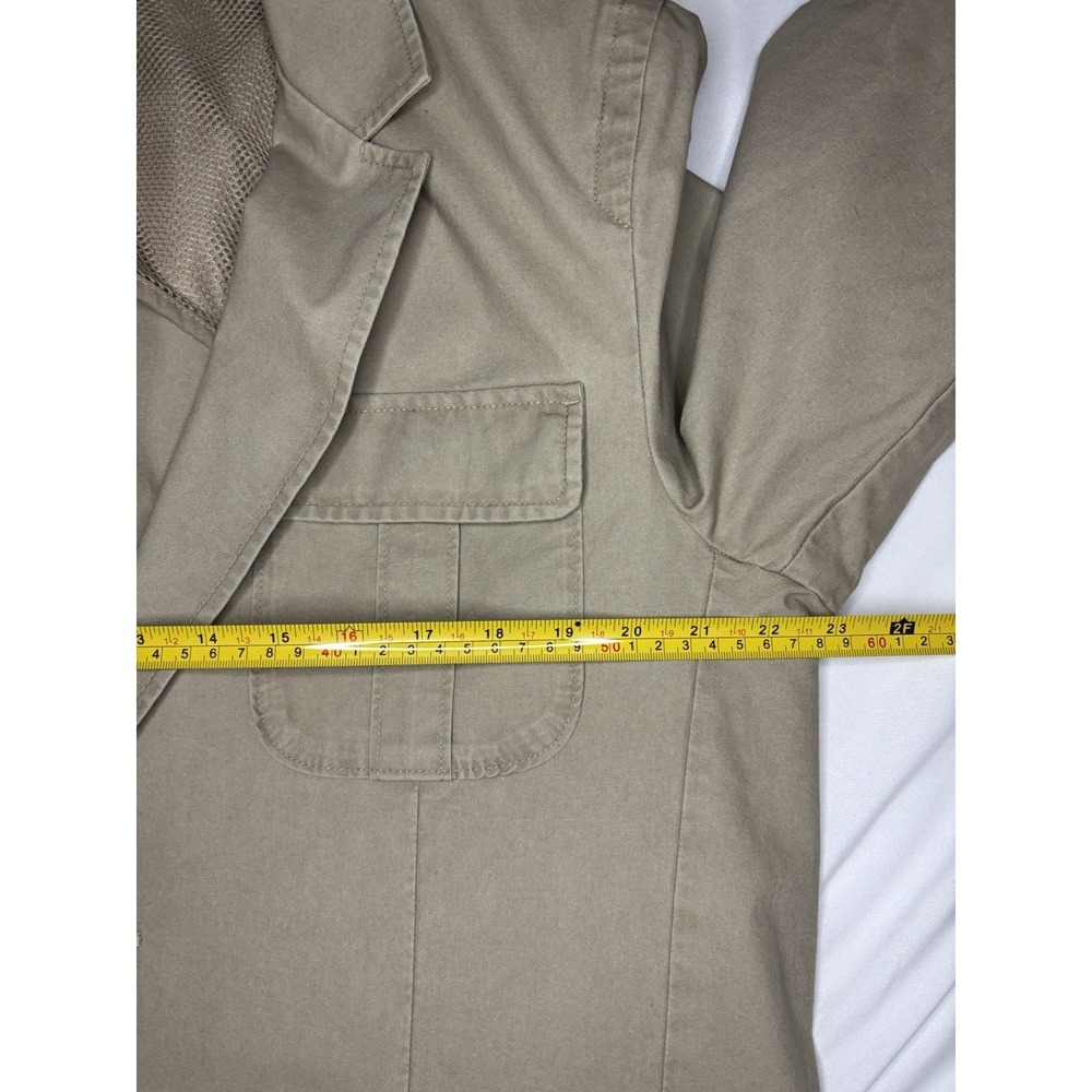 L.L.Bean Men's Khaki Field Jacket Blazer Mesh Lined Elbow Patches 42 Reg Safari - Picture 3 of 6